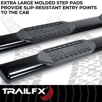 TrailFX 6" Oval Straight Step Bar For Ford F150-350 Crew- Black (A8223B)