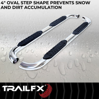 TrailFX 4" Oval Bent Step Bar For Toyota Tundra Crew- Stainless (A1008S)