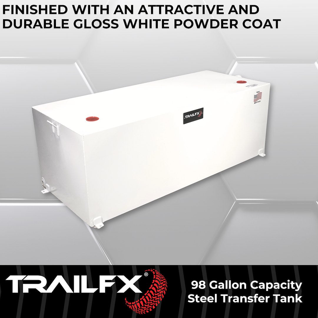 TrailFX 98 Gallon Steel Liquid Transfer Rectangle Tank-White (21098SW)