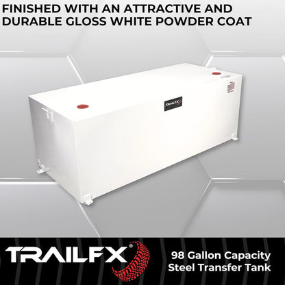TrailFX 98 Gallon Steel Liquid Transfer Rectangle Tank-White (21098SW)