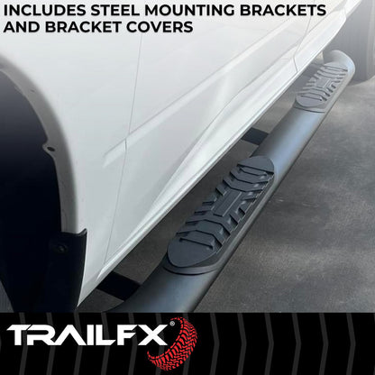 TrailFX 4" Oval Bent Step Bar For Ram 1500 Extended- Black (A1013B)