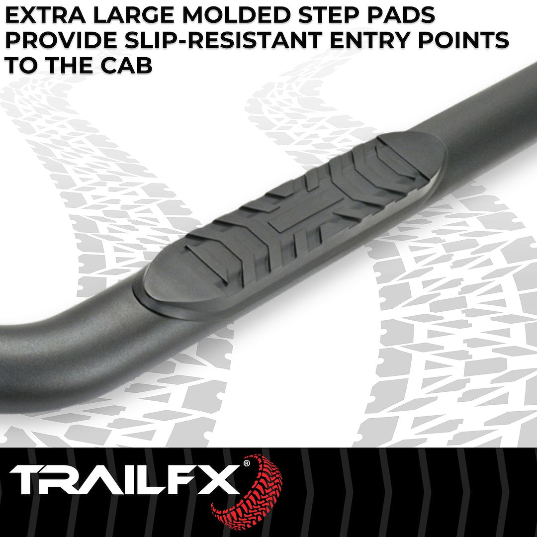 TrailFX 4" Oval Bent Step Bar For Ram 1500 Crew- Black (A1012B)