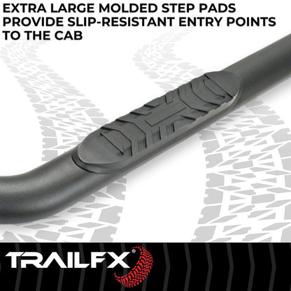 TrailFX 4" Oval Bent Step Bar For Ram 1500 Crew- Black (A1012B)