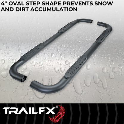 TrailFX 4" Oval Bent Step Bar For Ram 1500 Crew- Black (A1012B)