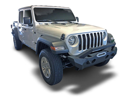 TrailFX Stubby Front Bumper with Skid Plate and Winch Mount For Jeep Wrangler JL/Gladiator (JL08T)