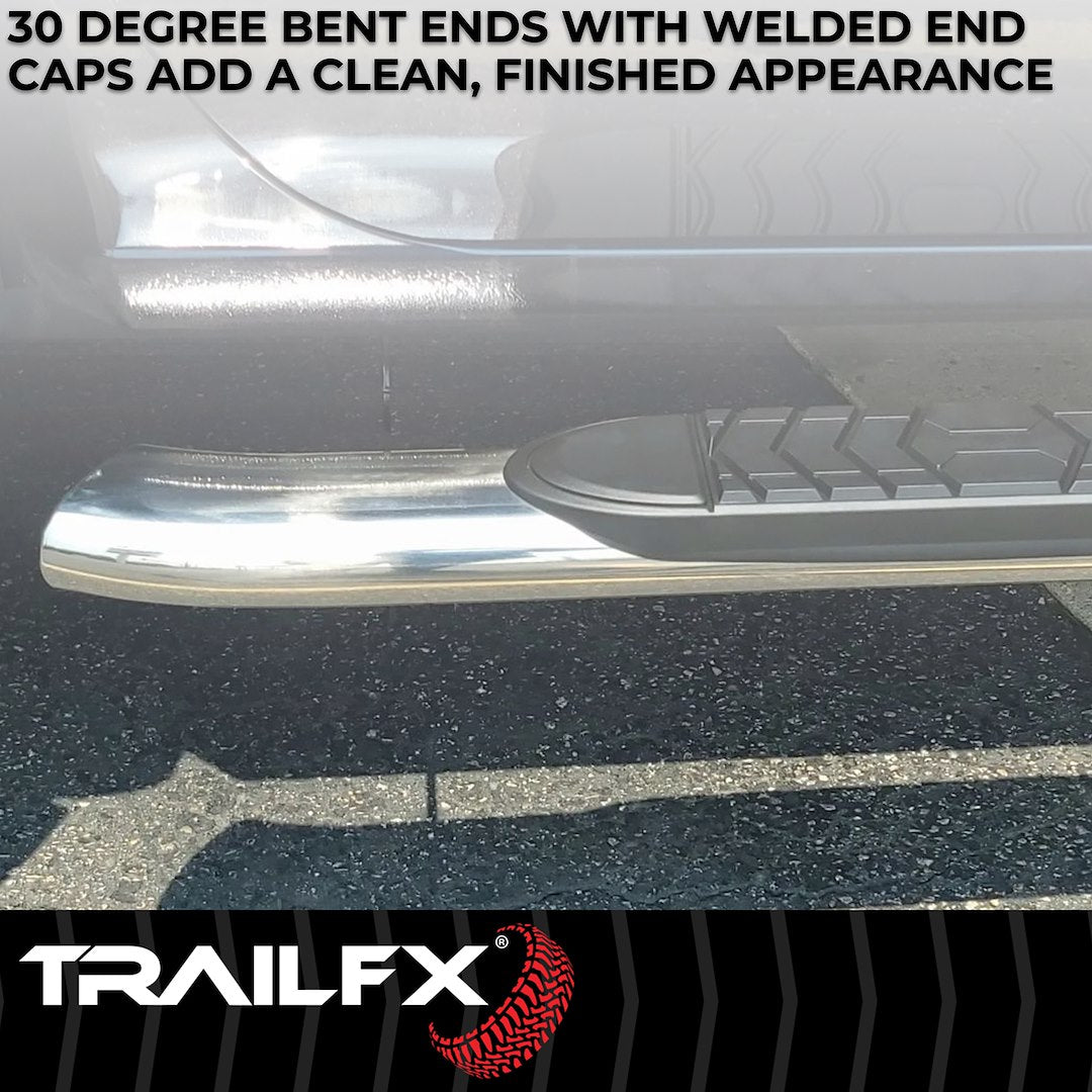 TrailFX 5" Oval Bent Step Bar For GM Silverado/Sierra Extended-Stainless (A7090S)