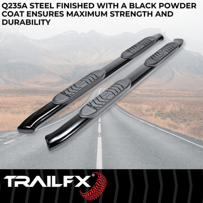 TrailFX 5" Oval Bent Step Bar For GM Silverado/Sierra Extended-Black (A7090B)