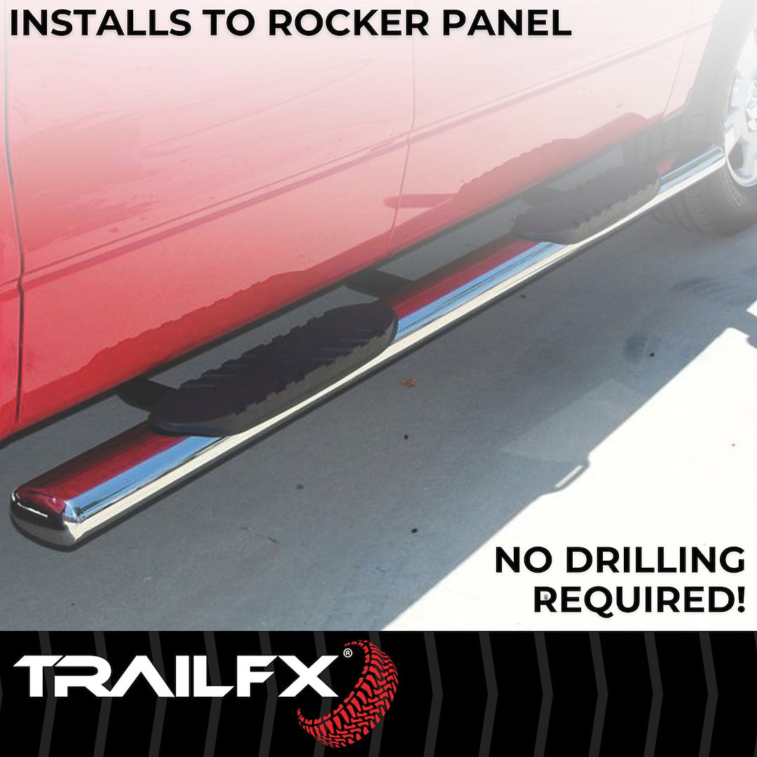 TrailFX 4" Oval Straight Step Bar For GM Silverado/Sierra Standard- Stainless (A1551S)