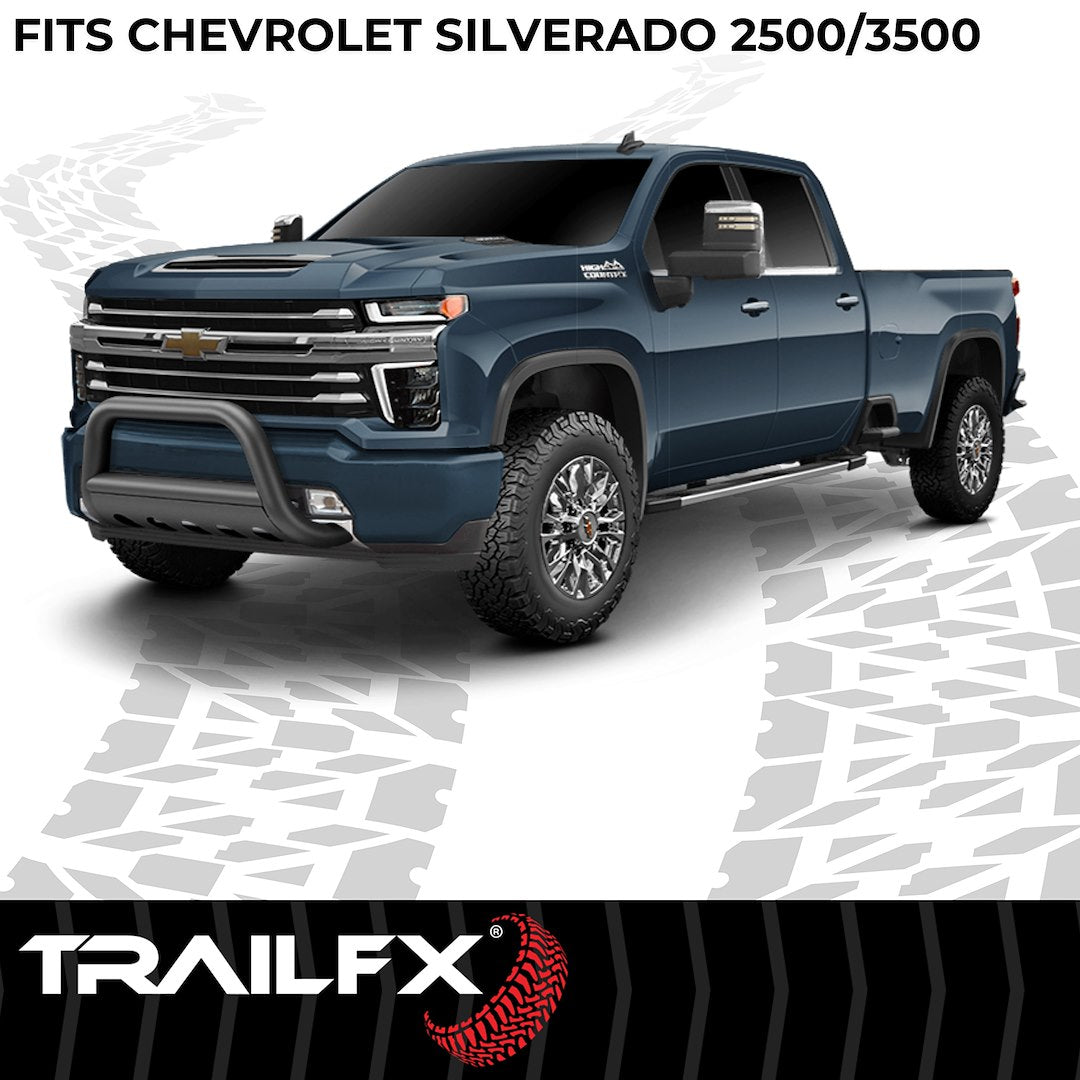 TrailFX 3" Round Bull Bar For GM Silverado/Sierra 25002/3500- Black (B0040B)