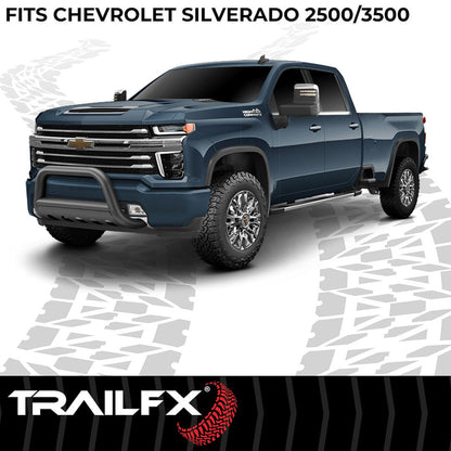 TrailFX 3" Round Bull Bar For GM Silverado/Sierra 25002/3500- Black (B0040B)