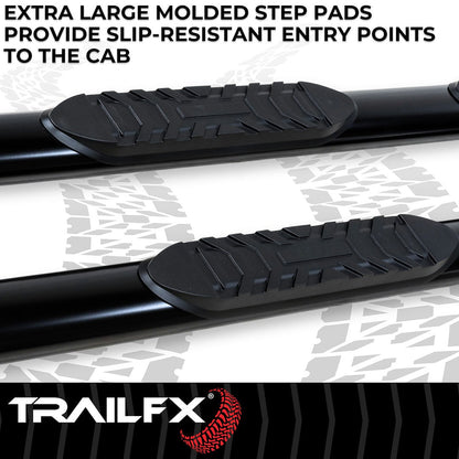 TrailFX 4" Oval Straight Step Bar For Toyota Tacoma Double- Black (2950522053)