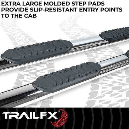 TrailFX 4" Oval Straight Step Bar For Toyota Tundra Double- Stainless (A1557S)