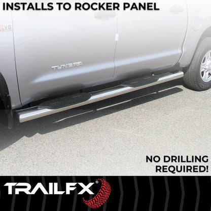 TrailFX 6" Oval Straight Step Bar For Toyota Tacoma Double- Stainless (A8215S)
