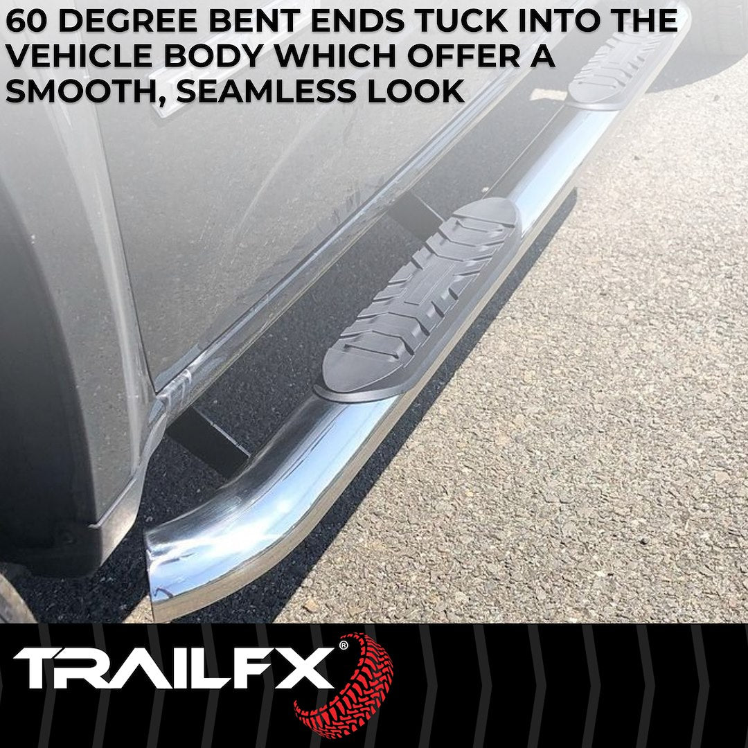 TrailFX 4" Oval Bent Step Bar For GM Silverado/Sierra Crew-Stainless (A1003S)
