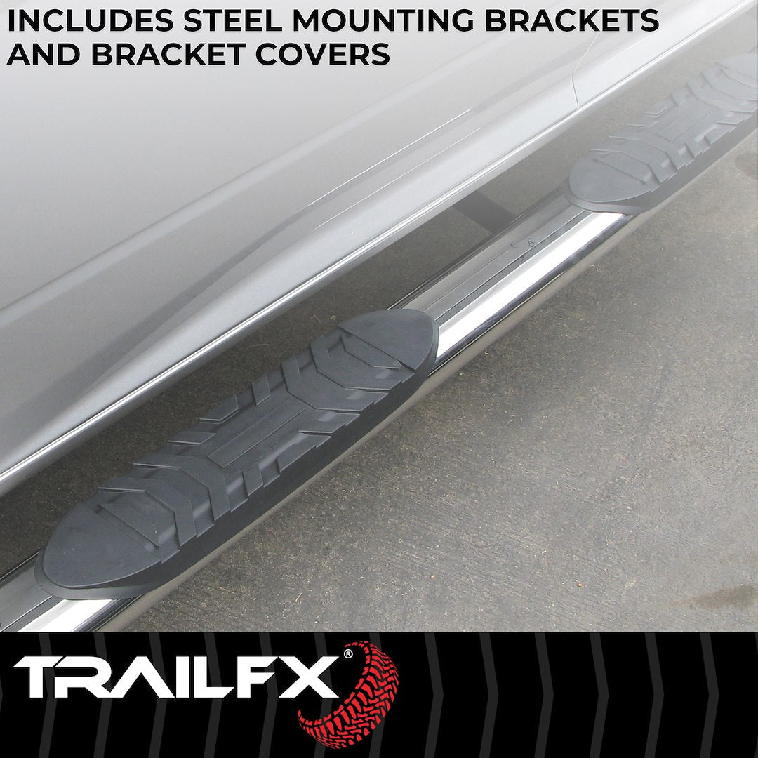 TrailFX 4" Oval Straight Step Bar For Jeep Wrangler JK 2 Dr- Stainless (A1511S)
