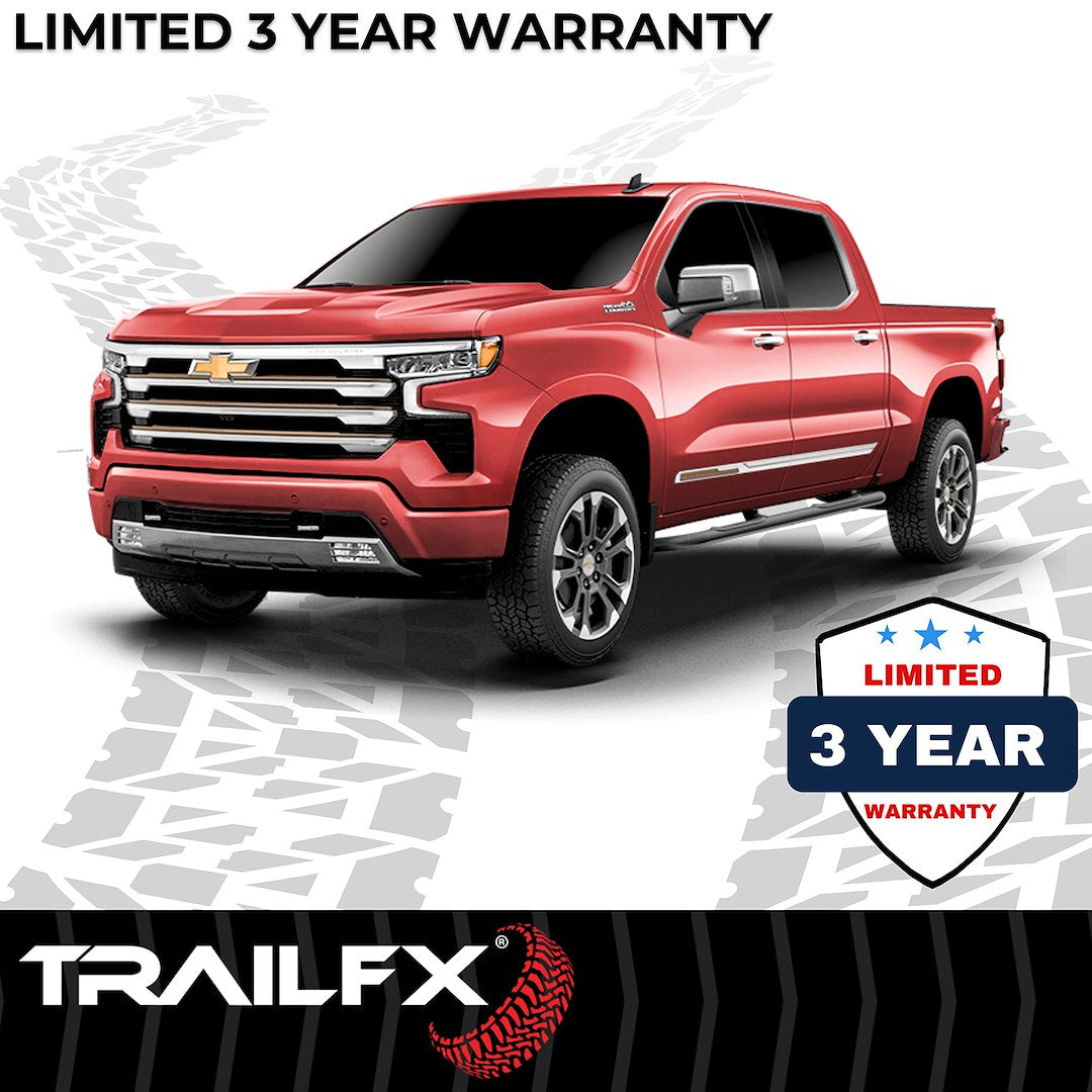 TrailFX 3" Round Step Bar For GM Silverado/Sierra Crew- Black (A0034B)