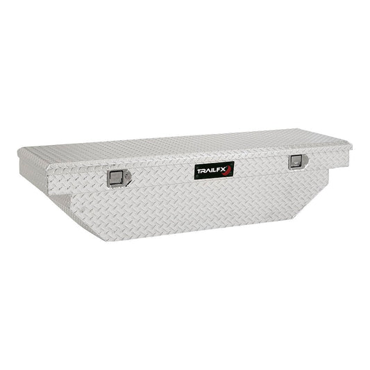 TrailFX 63 Inch Aluminum Single Lid Angled Crossover Toolbox- Brite (110631)
