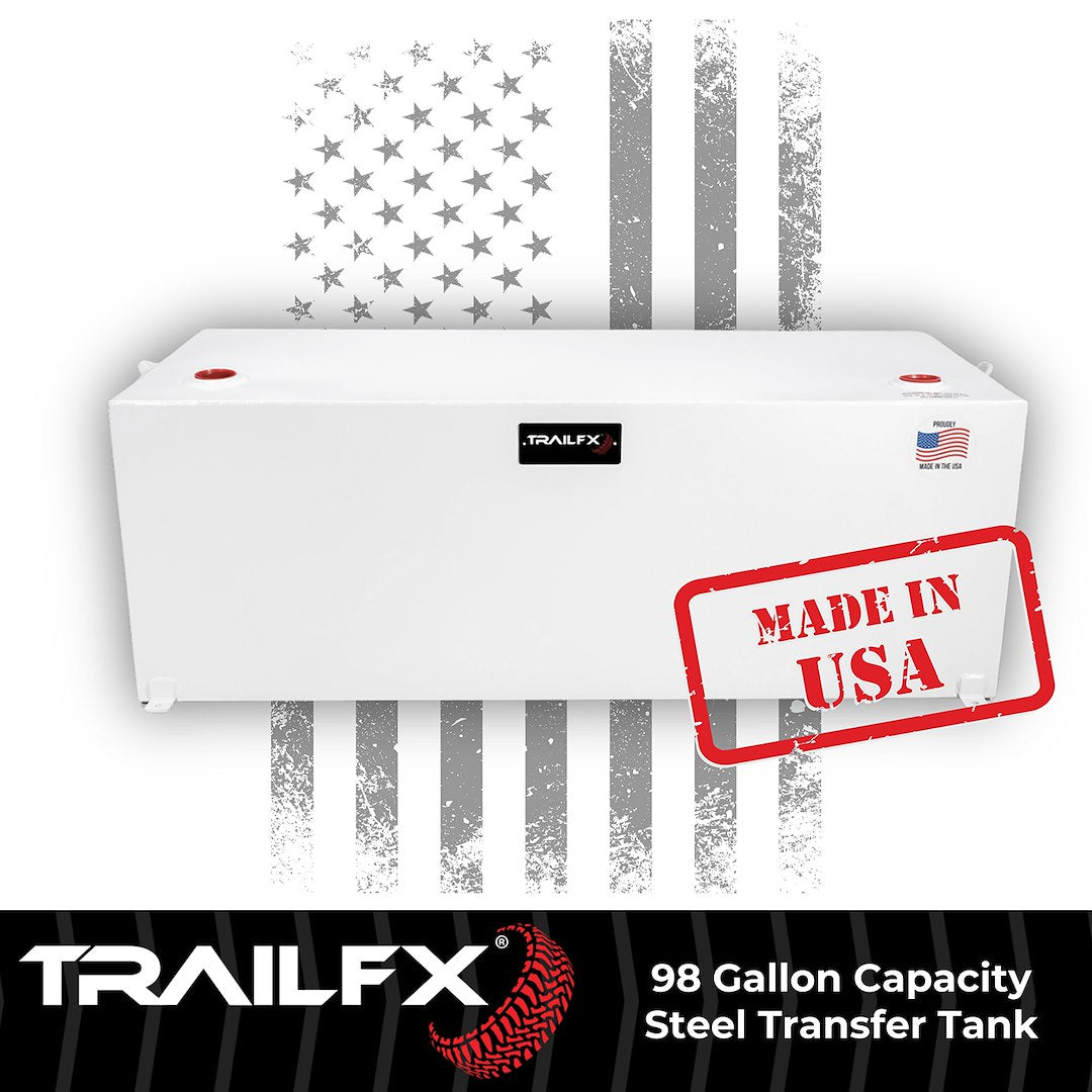 TrailFX 98 Gallon Steel Liquid Transfer Rectangle Tank-White (21098SW)