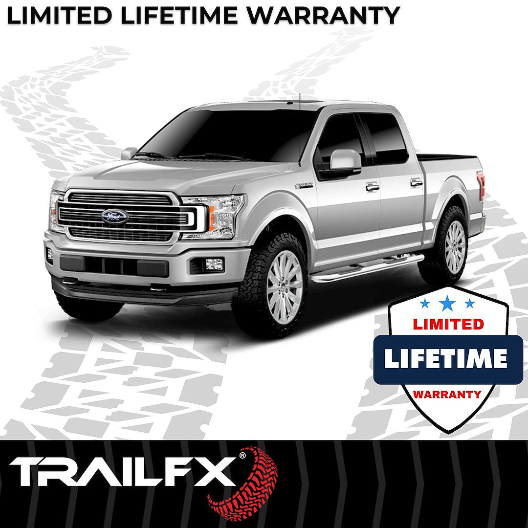 TrailFX 3" Round Step Bar For Ford F150-350 Crew- Stainless (A0052S)