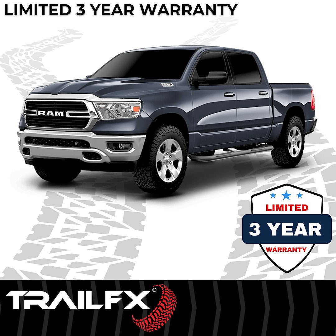 TrailFX 3" Round Step Bar For Ram 1500-3500 Crew- Black (A0049B)