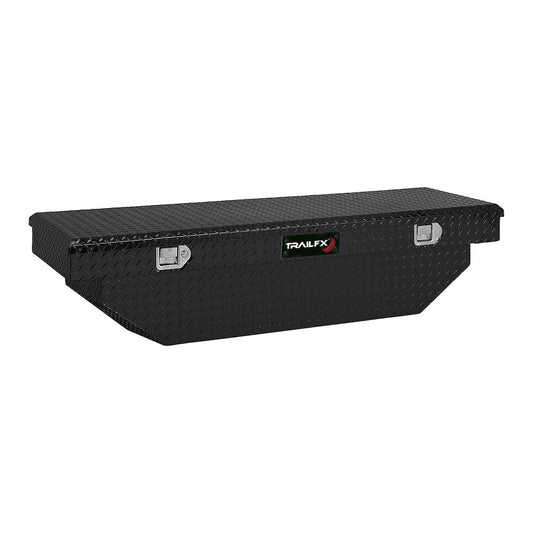TrailFX 63 Inch Aluminum Single Lid Angled Crossover Toolbox- Gloss Black (110632)