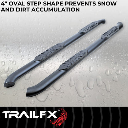 TrailFX 4" Oval Bent Step Bar For Ford F150-350 Crew-Black (A1005B)