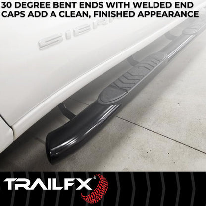 TrailFX 5" Oval Bent Step Bar For GM Silverado/Sierra Crew-Black (A7063B)