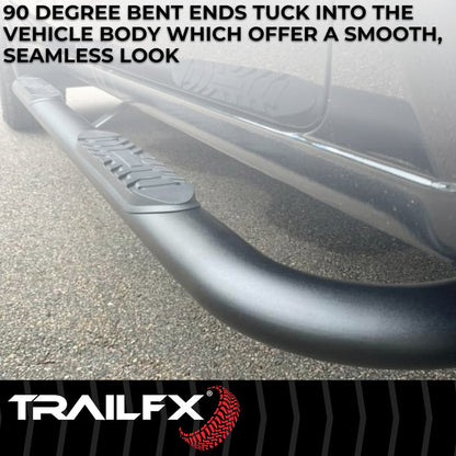TrailFX 4" Oval Bent Step Bar For GM Silverado/Sierra Crew- Black (A1010B)