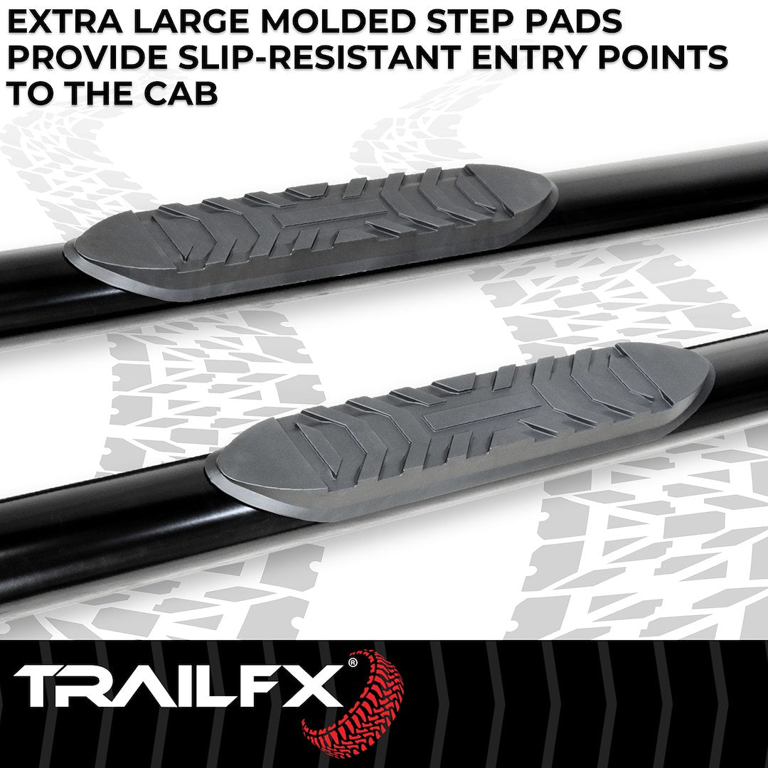 TrailFX 4" Oval Straight Step Bar For Ram 1500-3500 Standard- Black (A1535B)