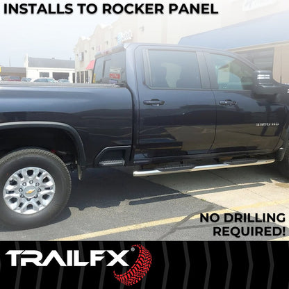 TrailFX 5" Oval Bent Step Bar For GM Silverado/Sierra Crew-Stainless (A7086S)
