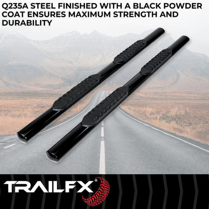 TrailFX 4" Oval Straight Step Bar For GM Silverado/Sierra Extended- Black (A1548B)