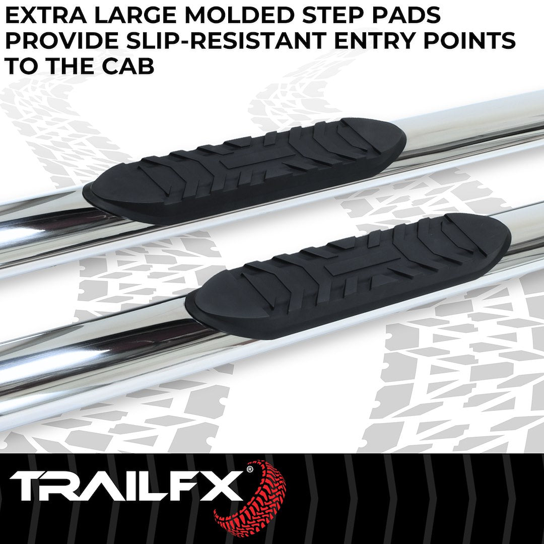 TrailFX 4" Oval Straight Step Bar For GM Silverado/Sierra Standard- Stainless (A1551S)