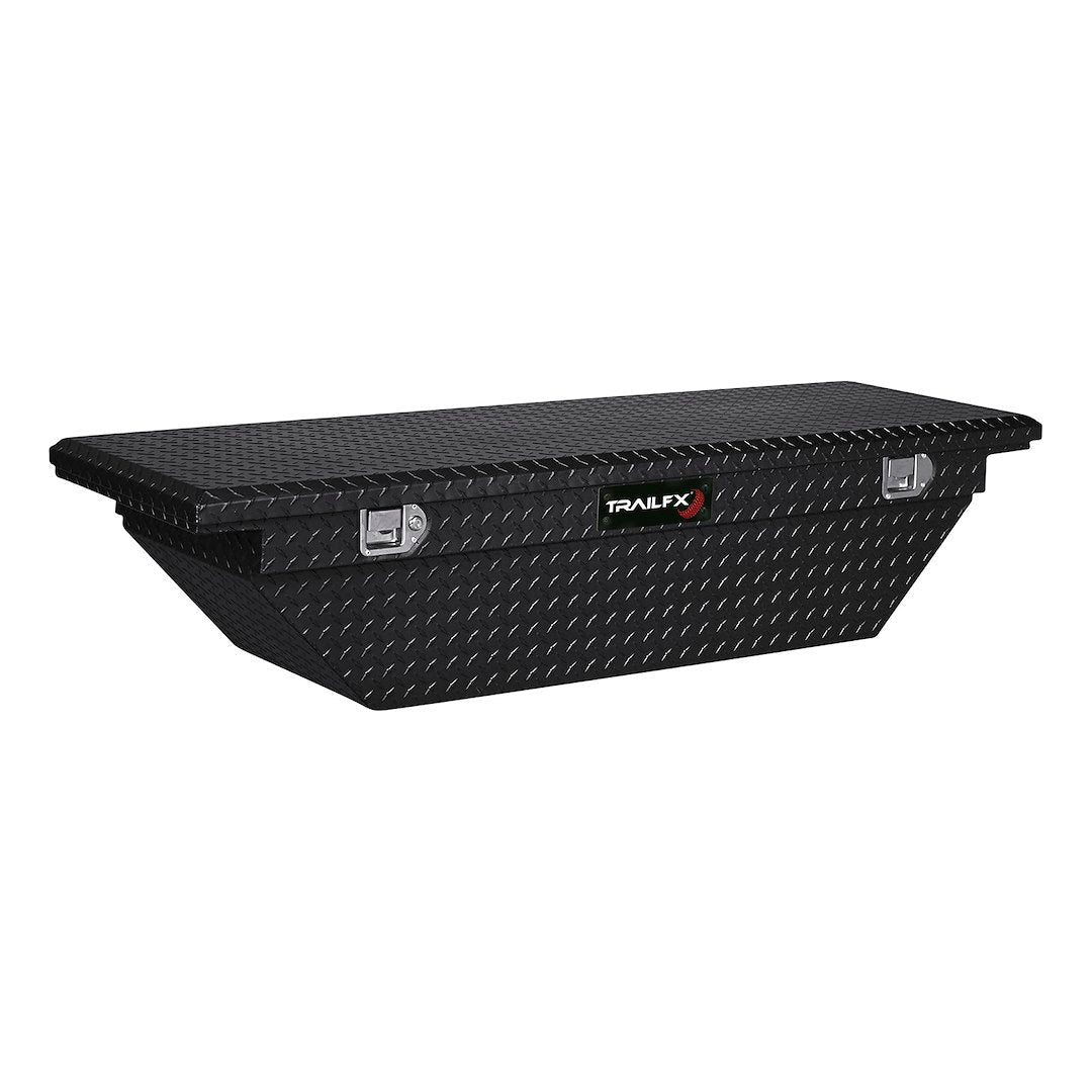 TrailFX 63 Inch Aluminum Low Profile Single Lid Angled Crossover Toolbox- Gloss Black (120632)