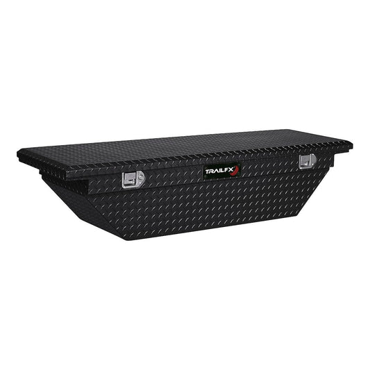 TrailFX 63 Inch Aluminum Low Profile Single Lid Angled Crossover Toolbox- Gloss Black (120632)