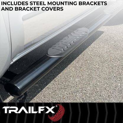 TrailFX 4" Oval Straight Step Bar For Nissan Frontier Crew- Black (2940413053)