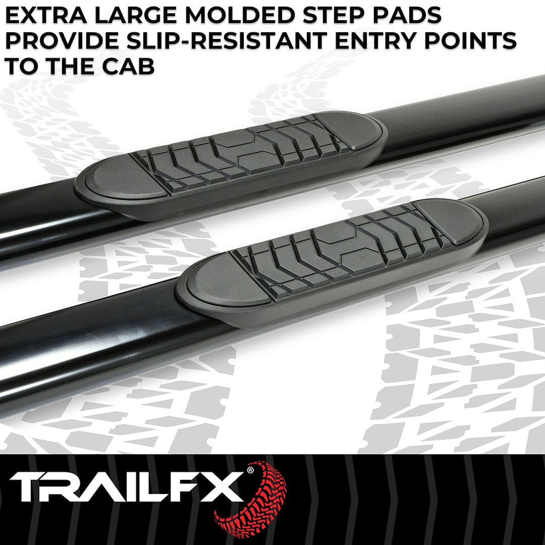 TrailFX 5" Oval Straight Step Bar For Ford F150-350 Standard-Black (A7040B)