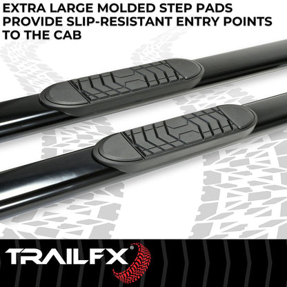 TrailFX 5" Oval Straight Step Bar For Ford F150-350 Standard-Black (A7040B)