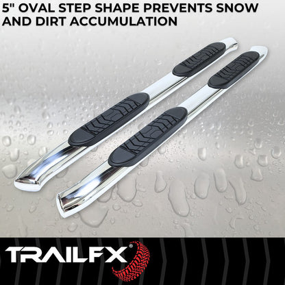 TrailFX 5" Oval Bent Step Bar For GM Silverado/Sierra Crew-Stainless (A7086S)