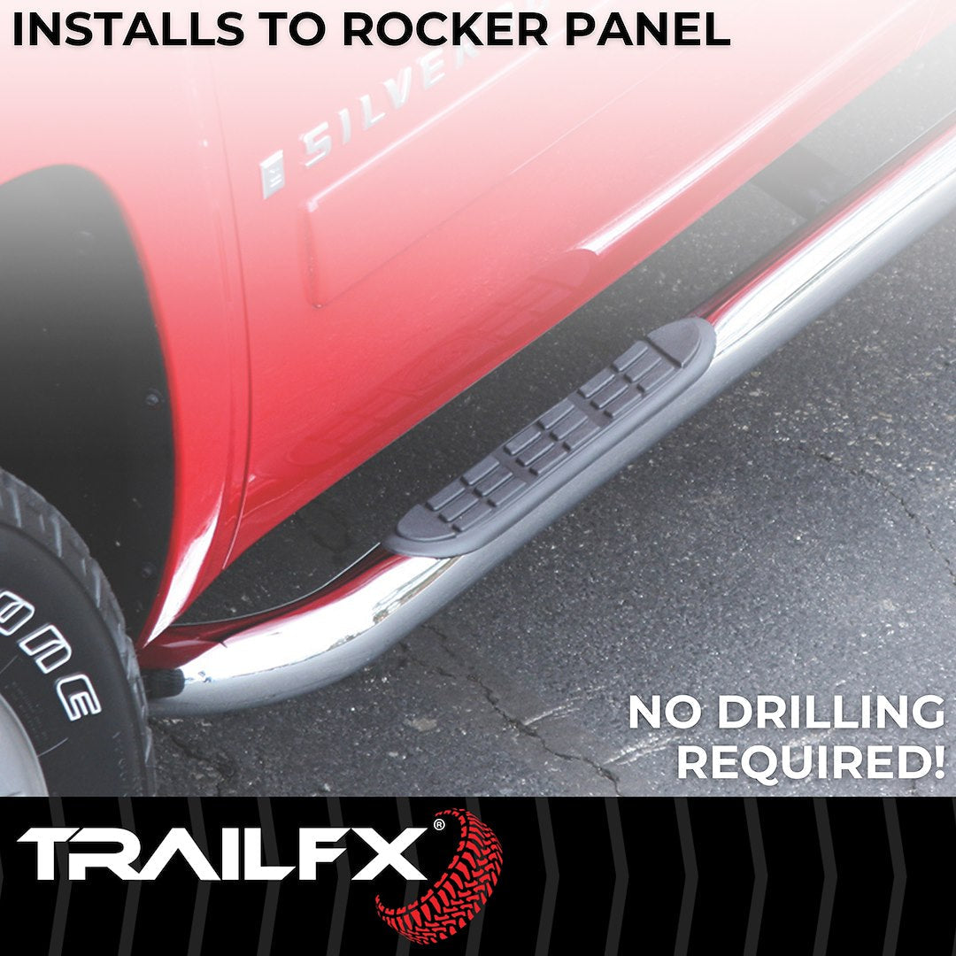TrailFX 3" Round Step Bar For Ram 1500-3500  Standard- Stainless(A0046S)