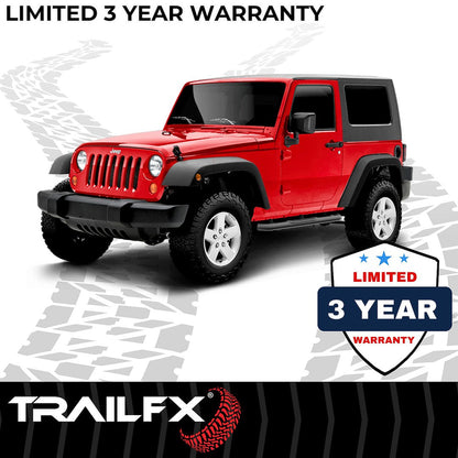 TrailFX 3" Round Step Bar For Jeep Wrangler JK 4 Dr- Black (A0027T)