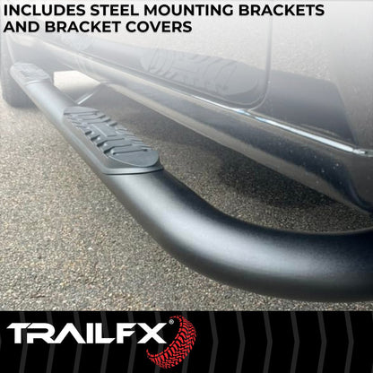 TrailFX 4" Oval Bent Step Bar For Toyota Tundra Crew- Black (A1008B)