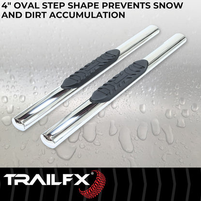 TrailFX 4" Oval Straight Step Bar For Ford F150-350 Standard- Stainless (A1530S)