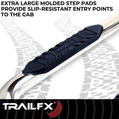 TrailFX 4" Oval Bent Step Bar For GM Colorado/Canyon Crew- Stainless (A1001S)