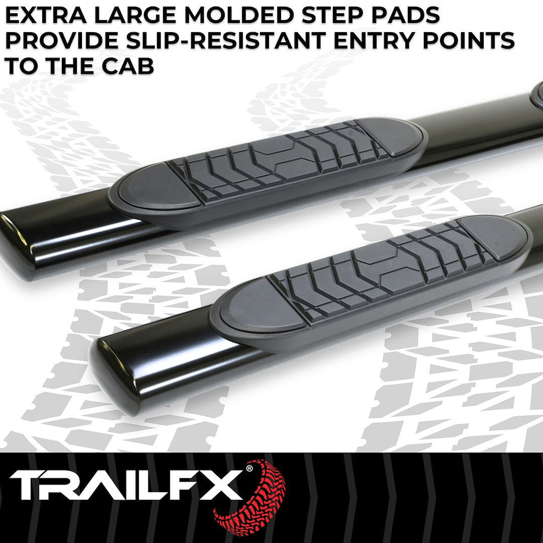 TrailFX 5" Oval Straight Step Bar For Ford F150-350 Crew-Black (A7042B)