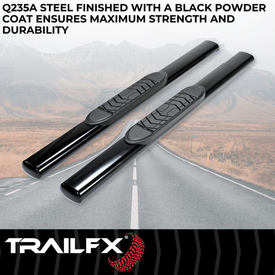 TrailFX 5" Oval Straight Step Bar For GM Silverado/Sierra Standard-Black (A7001B)