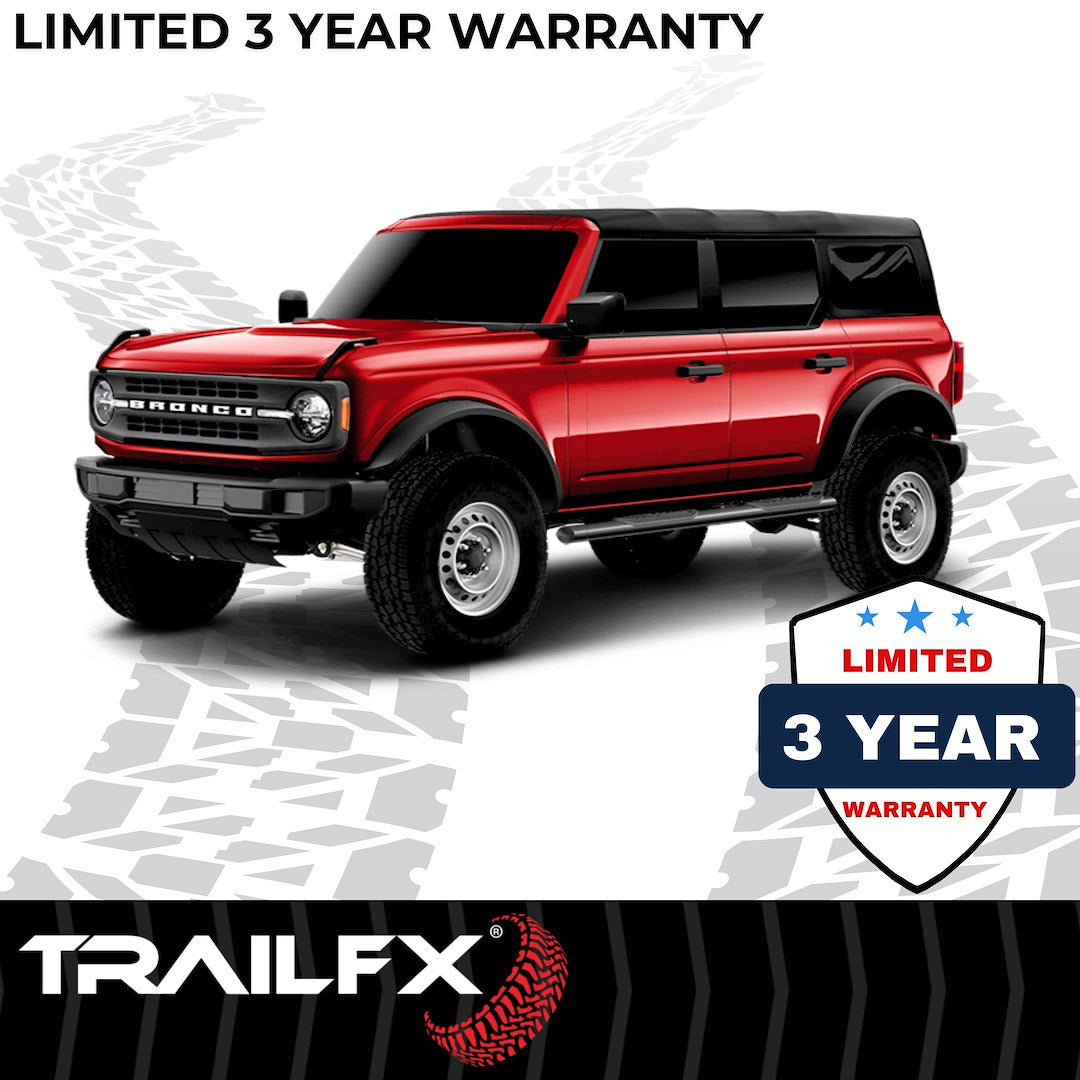 TrailFX 4" Oval Straight Step Bar For Ford Bronco 4 Dr- Black (A1555T)