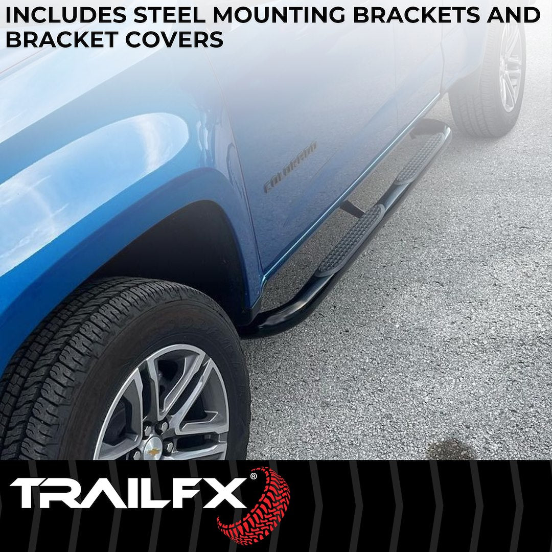 TrailFX 3" Round Step Bar For Ford Ranger Extended- Black (A0059B)