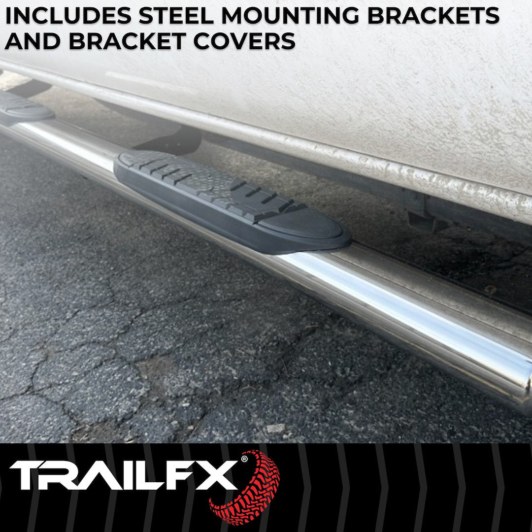 TrailFX 5" Oval Straight Step Bar For Toyota Tacoma Double-Stainless (A7009S)