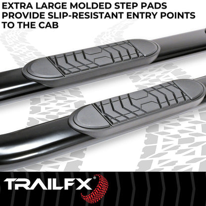 TrailFX 5" Oval Bent Step Bar For Ram 1500 Crew- Black (A7081B)