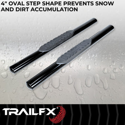 TrailFX 4" Oval Straight Step Bar For Jeep Wrangler JK 2 Dr- Black (A1511B)